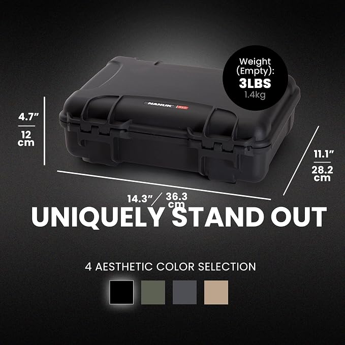 NANUK Hard Case with Custom Foam Insert for Glock, IP67 Waterproof & Crushproof, Rugged Construction for Ultimate Protection, Made in Canada