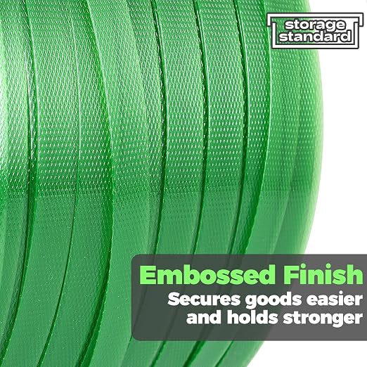 Heavy Duty Packaging Strapping Banding Roll - Green Polyester PET Industrial-Grade, 1000' x 5/8" x 0.035" Pallet Strap Coil - 1400 lbs Break Strength, Rust-Resistant with Self Dispensing Box Kit