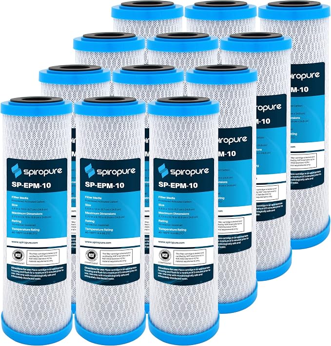 SpiroPure 10 Micron Carbon Water Filter EPM-10 155634-43 CB-25-1010 12 Pack