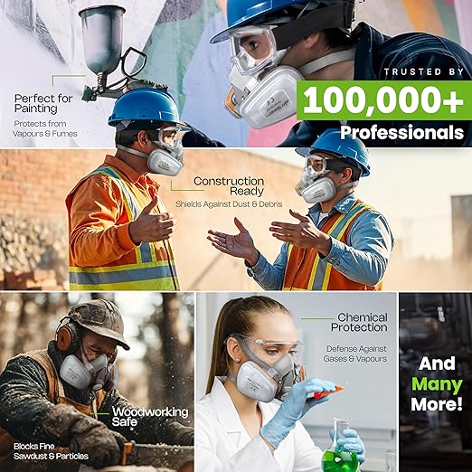 AirGearPro G-500 Reusable Respirator Mask with A1P2 Filters | Anti-Dust Mask Ideal for Painting, Woodworking, Construction, Sanding, Spraying, Chemicals, DIY etc