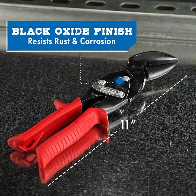 MIDWEST Blackout Series Aviation Snip - Left Cut Offset Tinner Shears, Made in the USA - MWT-6510LO