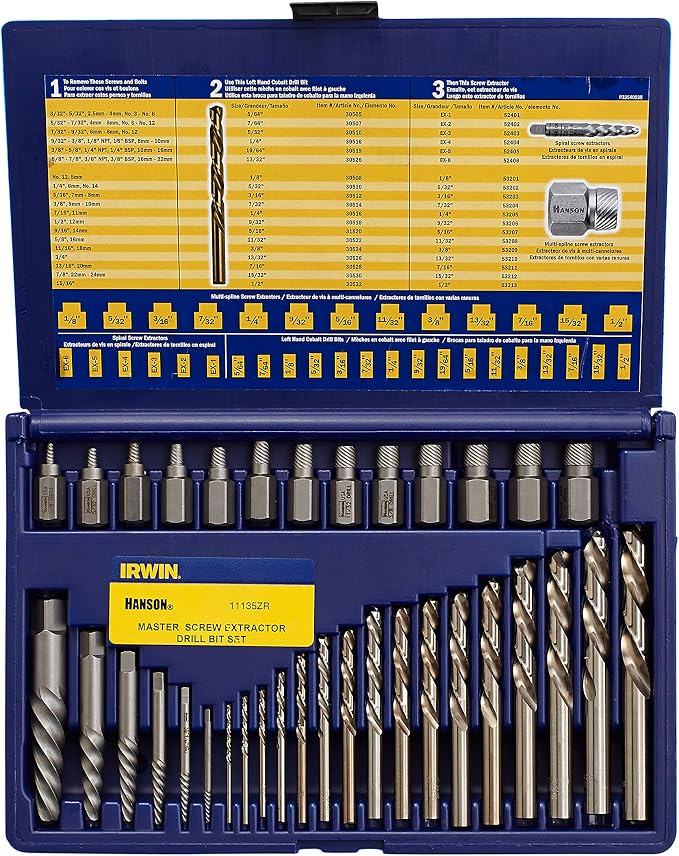 IRWIN Tools Hanson Screw Extractor and Drill Bit Set, 35 Piece, 11135ZR