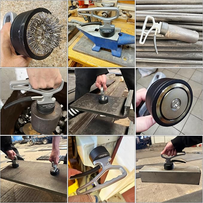 ULIBERMAGNET Heavy Duty Strong Magnetic Pickup Tool,Magnetic Lifting with Quick Release,Portable Material Collector with Ergonomic Handle for Iron Plate,Tool Steel,Laser Cutting