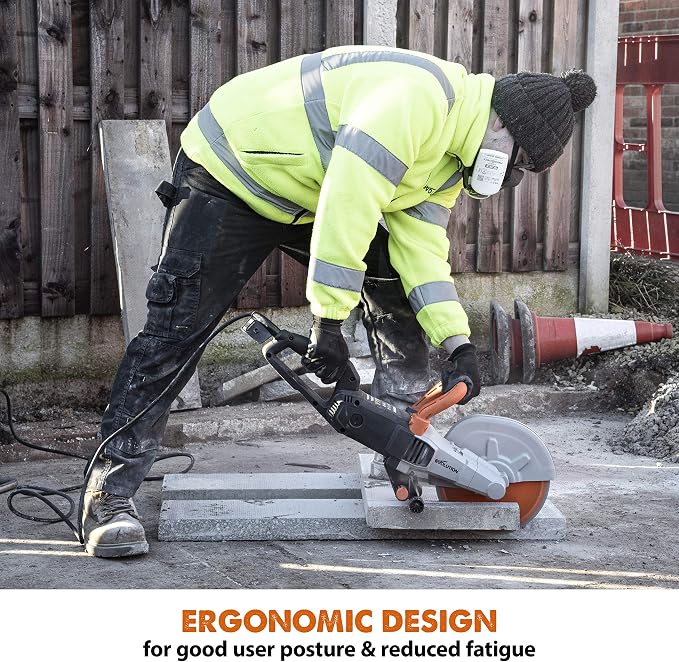 Evolution R255DCT | 10 in. Electric Concrete Saw | Premium Diamond Blade Included | 15A Motor | 4-1/16" Cut Depth | No Gas, No Fumes | Disc Cutter / Power Cutter / Cut-Off Saw | Brick & Masonry