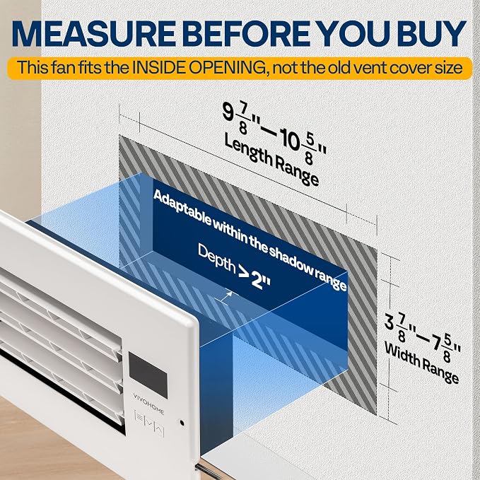 VIVOHOME Register Booster Fan - 6'' x 10'' Opening with Adjustable Louver - Smart Thermostat & 10-Speed WIFI App Control - AC Vent Fan for Floor, Ceiling, Wall - Quiet Operation (White)