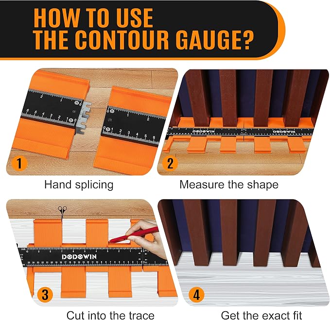 DODOWIN Connectable Contour Gauge with Lock, 20 Inch Profile Duplicator Tool for Flooring, Tile & Woodworking, Shape Outline Gauge, Father’s Day Gifts for Dad, Men, Husband, Handyman