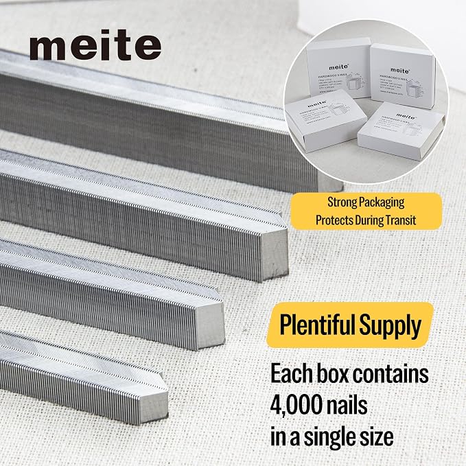 meite Picture Frame Nails 9/32-Inch Length Hardwood V Nails 5-Boxes-Pack | Compatible with V1015B Nailer Joiner Gun, 10.3mm Diameter for Wood Corner Framing