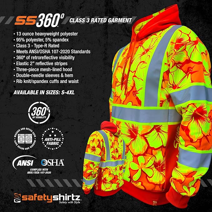 SafetyShirtz SS360 ANSI Class 3 Type R Graphic Hoodie
