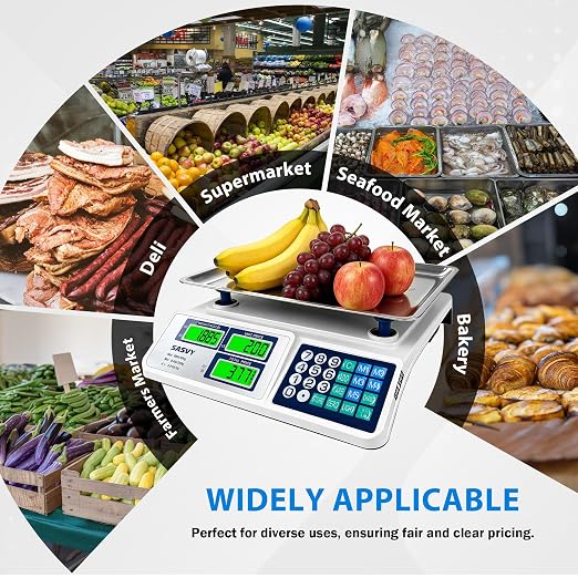 Price Computing Scale 88lb/40kg Commercial Food Scale with Change Function, Dual LCD Displays, Rechargeable Battery for Farmers Markets, Deli, Produce, Meat, Retail