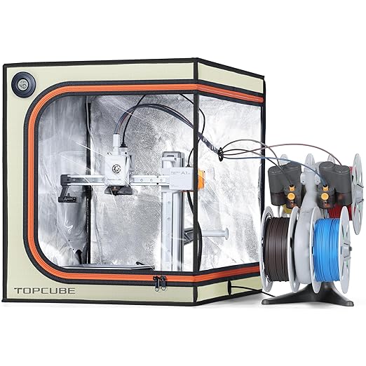 3D Printer Enclosure for Bambu Lab A1 mini, Large Transparent Window Enclosure with LED Light, Fireproof Dustproof Noise Reduction Constant Temperature 3D Printer Cover, 460x460x550MM,(Off White)