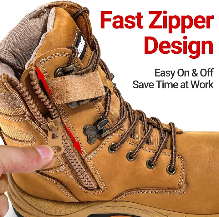Steel Toe Work Boots for Men and Women, S3 Certified Safety Boots with Lace-Up Design, Waterproof, Anti-Puncture, Slip-Resistant, Ideal for Construction, Outdoor
