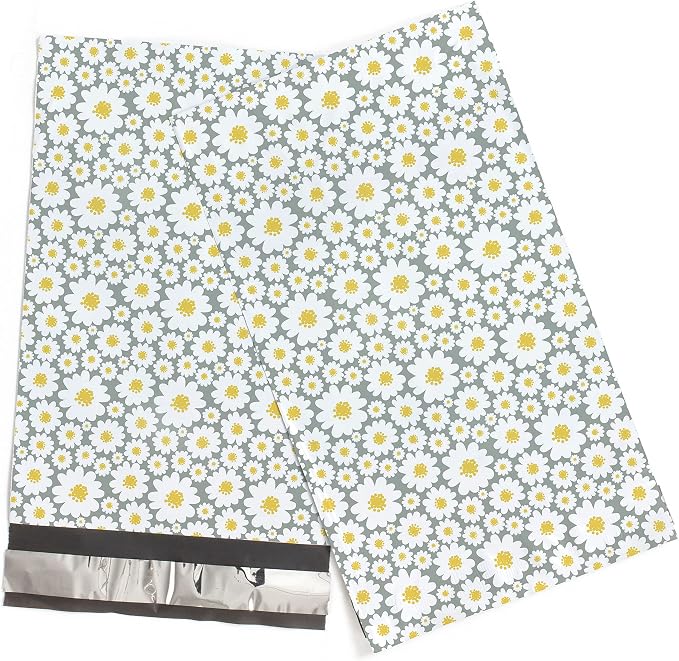 6x9 Poly Mailers – Floral Daisy – Waterproof, Tear-Resistant Shipping Bags with Adhesive Seal – 200 Pack – Package Mint