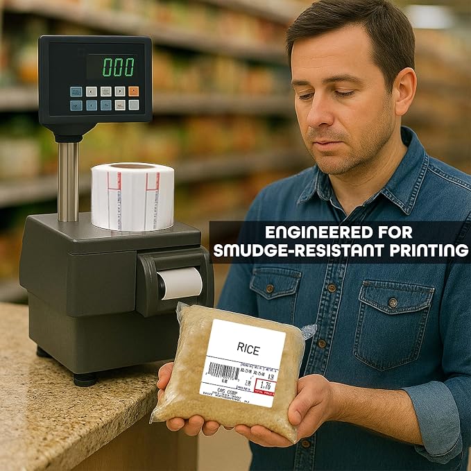 Aquos CAS CL-8020 Printing Scale Label Rolls | Thermal Labels | Label Roll with Strong Adhesive | Pre-Cut | Smudge-Free | Made in USA