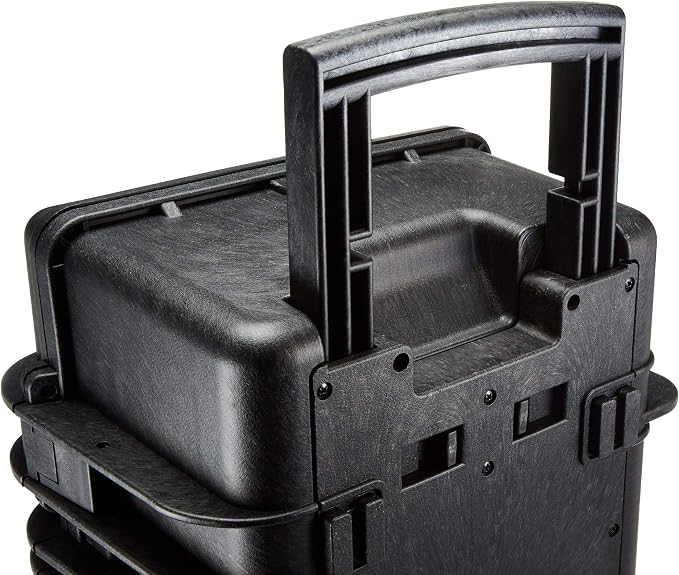 Amazon Basics Hard Protective Camera Case with Wheels, Large, Black, 22"L x 14"W x 9.8"H