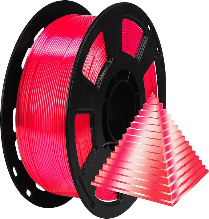 Silk Ruby Shiny Red PLA Filament, 1kg 2.2lbs 1.75mm 3D Printing Material, Widely Support for FDM 3D Printer, Easy to Print by BBLIFE
