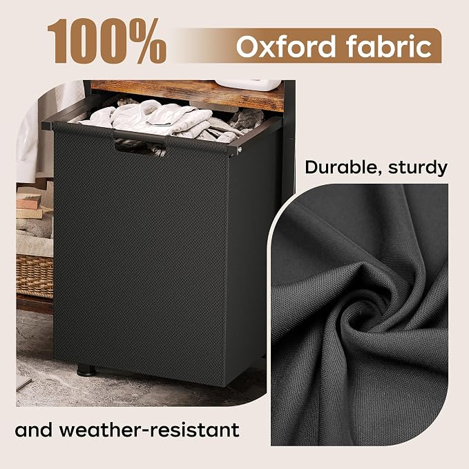 Laundry Hamper with Hanging Rack and 3 Shelves, Large Laundry Storage Basket, 3-in-1 Vertical Laundry Sorter, Laundry Room Organizer Storage for Small Spaces