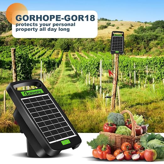 10 Miles Solar Powered Electric Fence Charger,Output 0.18J Electric Fence Charger,24-Hour Uninterrupted Protection Solar Fence Charger,Solar Fence Energizerr That can Work for 14 Days Without Sunlight