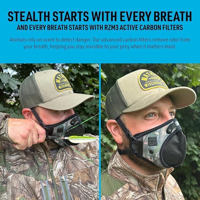 RZ Mask RZM3 - Patented Dust Mask w/ 99.9% Carbon Filtration, Anti Fogging, 360° Seal with 3 Straps, 50% Better Breathability