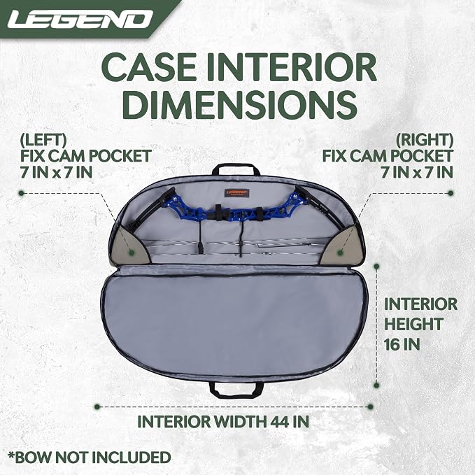 LEGEND Essential Compound Bow Case - Soft Bow Case for Compound Bow & Archery Accessories, Premium Bow Bag with Durable Nylon Fabric, Lightweight Archery Case with Backpack Strap - 36" or 44" Interior