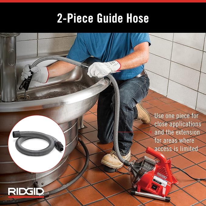 RIDGID 55808 PowerClear 120-Volt Drain Cleaning Machine Kit for Tubs, Showers, and Sinks, Drain Cleaner Machine Kit with AUTOFEED, Inner Core Cable, and Guide Hose