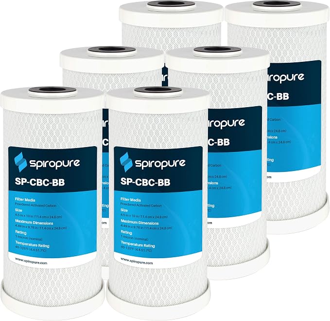 SpiroPure 10x4.5 1 Micron Carbon Block Water Filter CB-45-1001 (6 Pack)