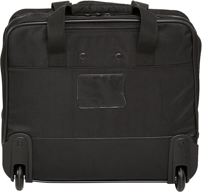 Amazon Basics 15.6" Rolling Laptop Bag for Travel and Business, Briefcase with Wheels, Adjustable Locking Handle, Black