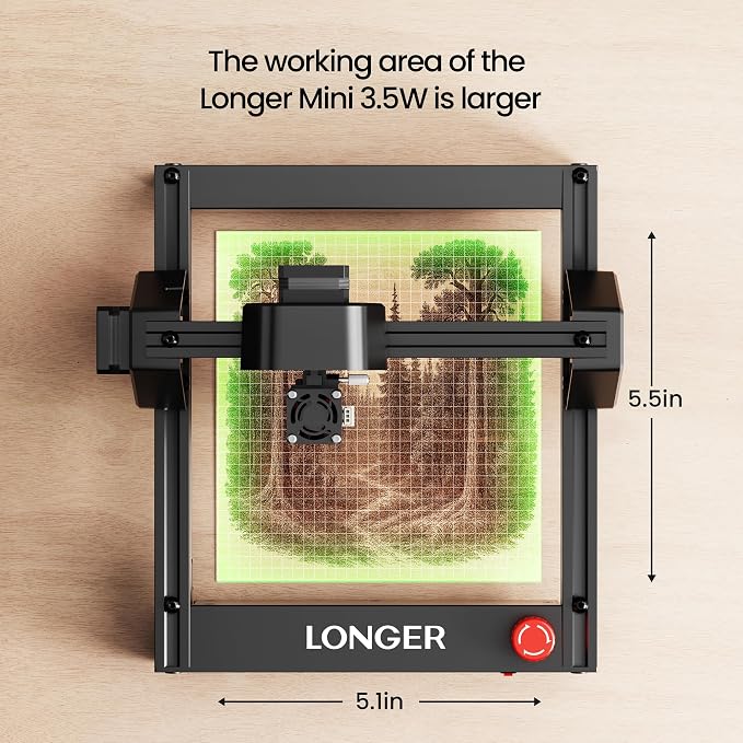 LONGER RAY5 Laser Engraver 3500mW High Precision 0.04 * 0.04mm Mini Laser Cutter and Engraving Machine 130x140mm Working Area for Wood Metal Acrylic Glass