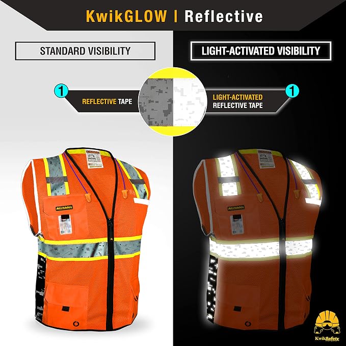 KwikSafety BIG KAHUNA DIGITAL Safety Vest [Orange, 3XL] + TORTOISE Full Brim Hard Hat Bundle