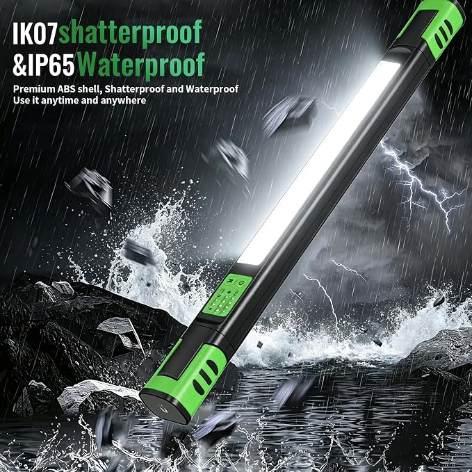 Underhood Magnetic Work Light for Mechanics, 4 Modes 2700K-6500K LED, 7800mAh 12H Battery, IP65 Waterproof, USB-C Rechargeable Hood Light for Car Repair/Garage/Emergency (Green)