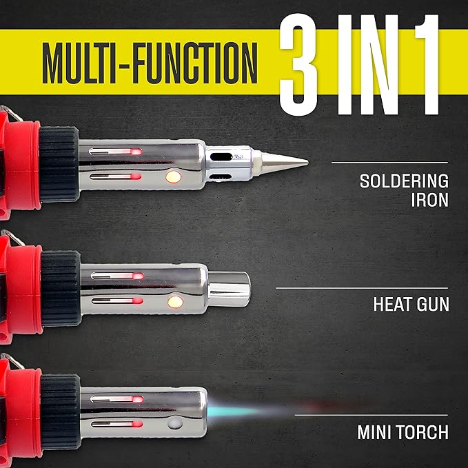 Berkling BSG-568 Butane Soldering Iron Kit - Self-Ignite, Instant Start, Portable Cordless Welding Micro Solder Torch Heat Gun Includes 5 Tips, 15g 60/40 Rosin Core Solder Wire, Mini Wrench, Sponge