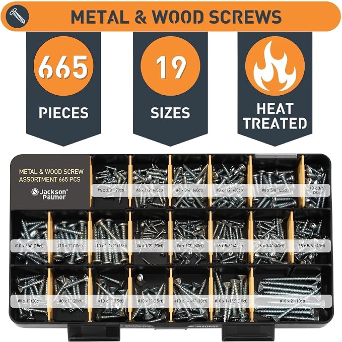 Jackson Palmer 2251 Piece Hardware Assortment Kit with Screws, Nuts, Bolts & Washers (3 Trays)…