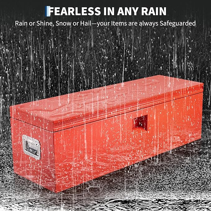 GarveeTech Truck Bed Tool Box Heavy Duty Steel Toolbox with Hydraulic-Assisted Lid, Drill-Proof Lock & Weatherproof Seal, Universal Mount for Pickup, Truck Bed, RV, Trailer