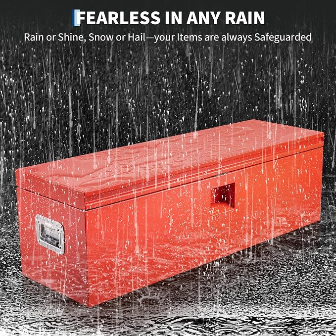 GarveeTech Truck Bed Tool Box Heavy Duty Steel Toolbox with Hydraulic-Assisted Lid, Drill-Proof Lock & Weatherproof Seal, Universal Mount for Pickup, Truck Bed, RV, Trailer
