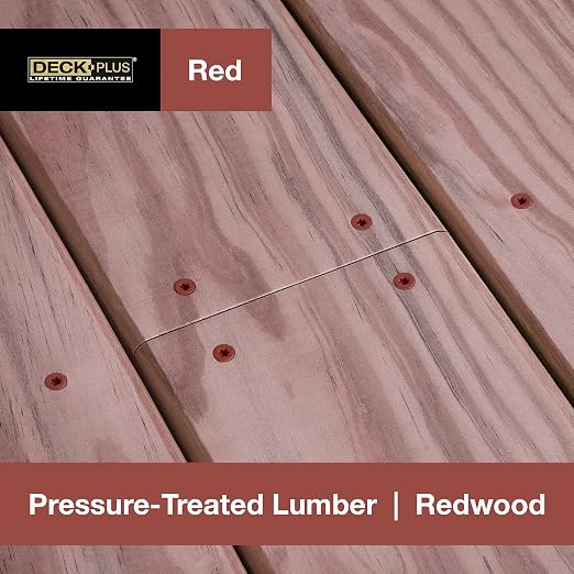 Deck Plus 2 Inch Epoxy Coated Exterior Wood and Fence Screws #8 x 2 Torx/Star Drive Included Coarse Thread, Outdoor Rust Resistant Decking Screw, Red, 50 Pieces | 42598