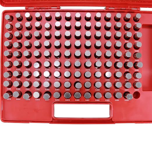HFS(R) Pin Gage Set M3 Plus Steel Gauge with Storage Case for Carpenters and Home Improvement 125PCS 0.501-0.625"