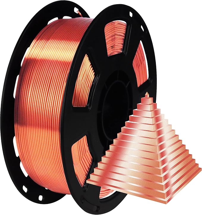 Silk Shiny Metallic Copper PLA Filament, 1kg 2.2lbs 1.75mm 3D Printing Material, Widely Support for FDM 3D Printer, Easy to 3D Print by BBLIFE