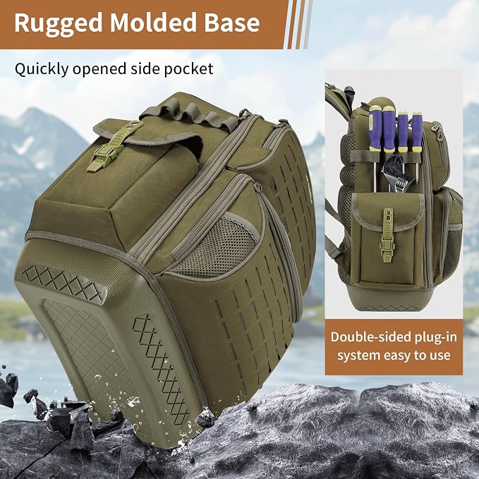 BLISSWILL Tool Bag Backpack for men,Heavy Duty Tool Backpack Bag with Waterproof Molded Base，62 Pockets/40 Loops Heavy Duty Tools Organizer Bags/Electrician/Industrial/Construction Work Backpack
