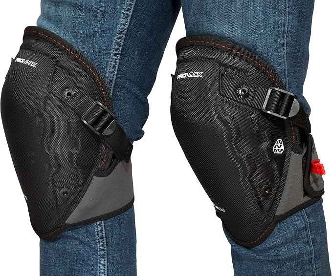 Prolock Impact-Absorbing Gel Knee Pads, Ideal for Flooring/Roofing, Easy to Adjust With Glove-Friendly Pull Tabs (1 pair)