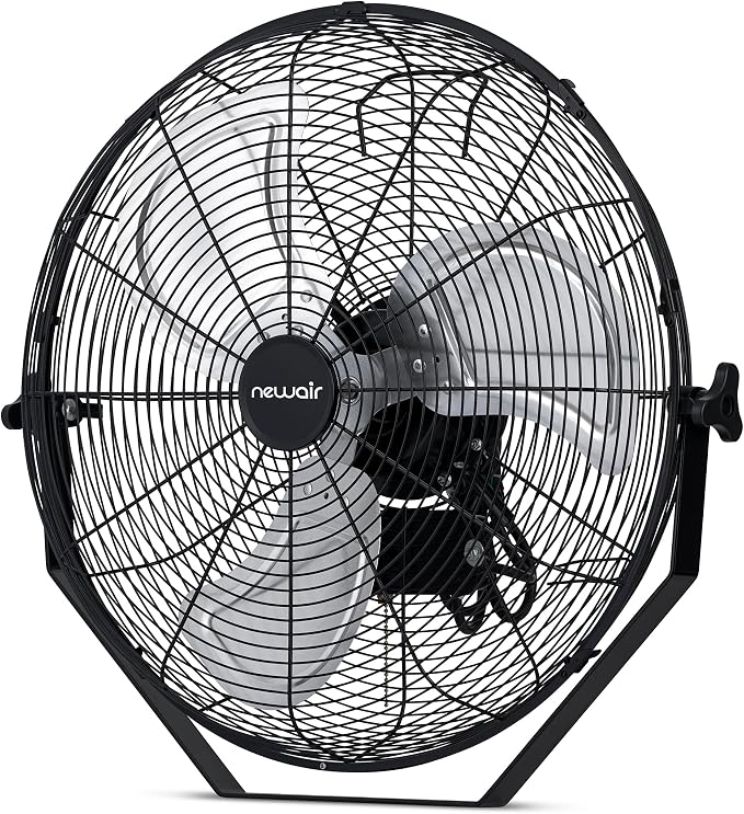 NewAir 20" High Velocity Wall Mount Fan, Heavy Duty Waterproof Outdoor Fan, Adjustable Tilt and 3 Speeds up to 4650 CFM, Pull Chain Switch | Wall Fan or Garage Fan for Indoor, Patio, Gym or Porch
