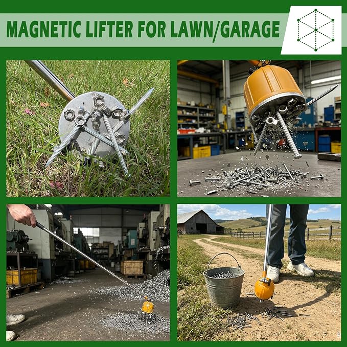 ULIBERMAGNET Magnetic Flexible Adjustable Telescopic Rod, Quick Release Magnetic Pickup Tool, Material Handling Magnet,Magnetic Sweeper for Small Metal Object,Nails,Nut,Screw, Tacks,Metal Scraps