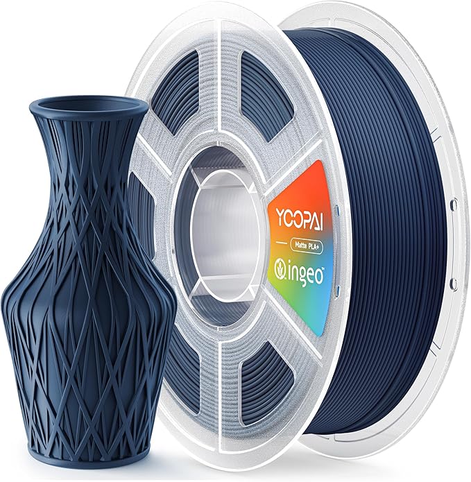 PLA+ Matte Filament 1.75mm, Soft Matte Finish, Reduced Layer Lines, 1KG (2.2lbs) 3D Printer PLA Filament, Dimensional Accuracy +/- 0.02 mm, Navy Blue
