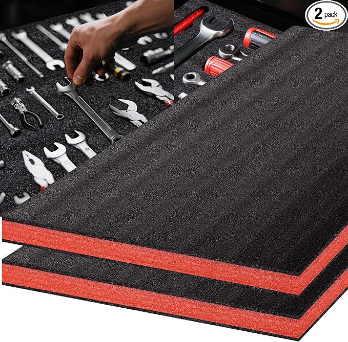 Tool Box Foam, 2Pack 48x24x2 inch, Foam Inserts for Cases,Cuttable Polyethylene Storage Sheets for Toolbox Hard Case,Drawer Camera Toolbox Storage, Tool Shadow Insert