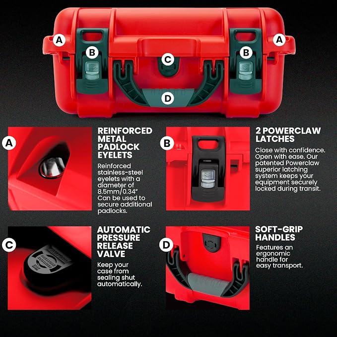 NANUK 915 Waterproof First Aid Box Empty – Durable, Medical First Aid Organizer Case, IP67-Rated, Dustproof, Impact-Resistant, and Floats (13.8" x 9.3" x 6.2") – Red | IP67 Waterproof and Dustproof, Nk-7 Resin, Interior 13.8 X 9.3 X 6.2 in, Powerclaw L...