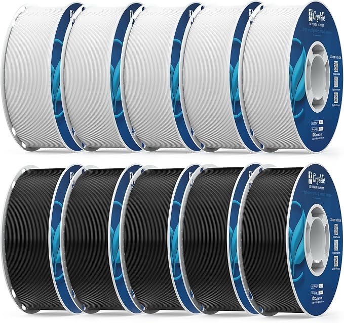 PETG Filament 10KG Color Mix Bundle – 10 Rolls Bundle, 1.75mm ±0.03mm High Precision, High Toughness & Heat Resistance, Compatible with FDM 3D Printers
