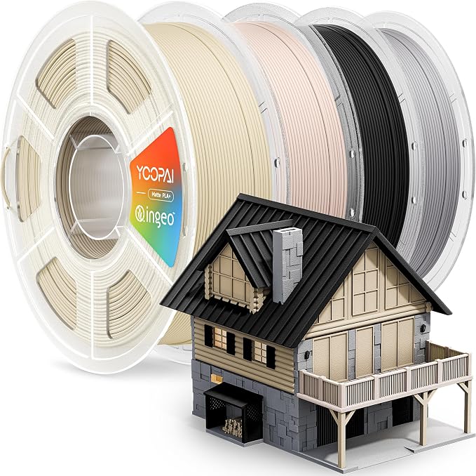 YOOPAI PLA+ Matte Filament 1.75mm, 4KG (8.8lbs) 3D Printer Filament, Dimensional Accuracy +/- 0.02 mm, Wood Brown+Beige+Charcoal Black+Nardo Gray