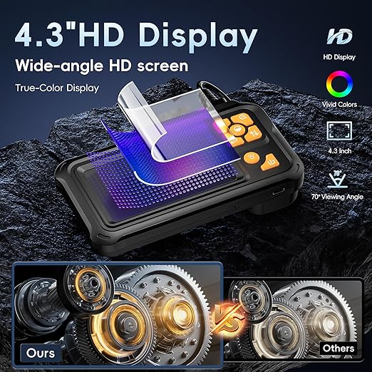 32.8FT Endoscope Camera with Light, 1080P HD Borescope Inspection Camera with 8 LED Lights, IP67 Waterproof Sewer Tools Snake Camera with 4.3" IPS Screen, 32.8Feet Semi-Rigid Cable for Father's Day