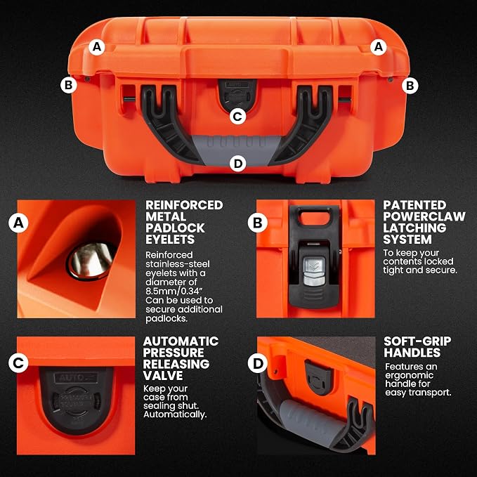 NANUK 905 Empty Hard Case – IP67 Waterproof Protective Hard-Shell Case, Impact Resistant, Dustproof Storage & Travelling Box, 12.5” x 10.1” x 6”, Made in Canada – Orange
