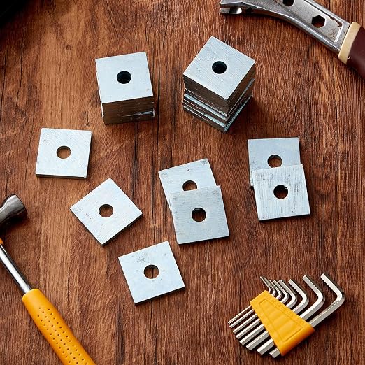 Yaocom 1 Pcs 5/8"(ID) x1/8"x3"x3" Square Washers Heavy Duty Galvanized Steel Gasket Flat Washers Nut Fastener Hardware Flat Pad (41mm)
