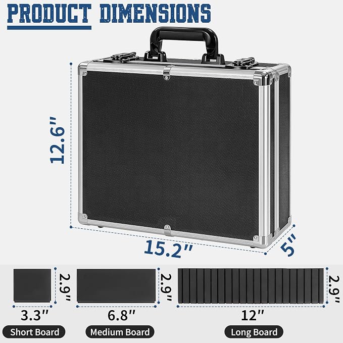 Aluminum Storage Case with Adjustable Dividers, Multi-Function Lockable Storage Carrying Case for Graded Card, Barber Tools, Makeup Tools, etc (Large) ﻿