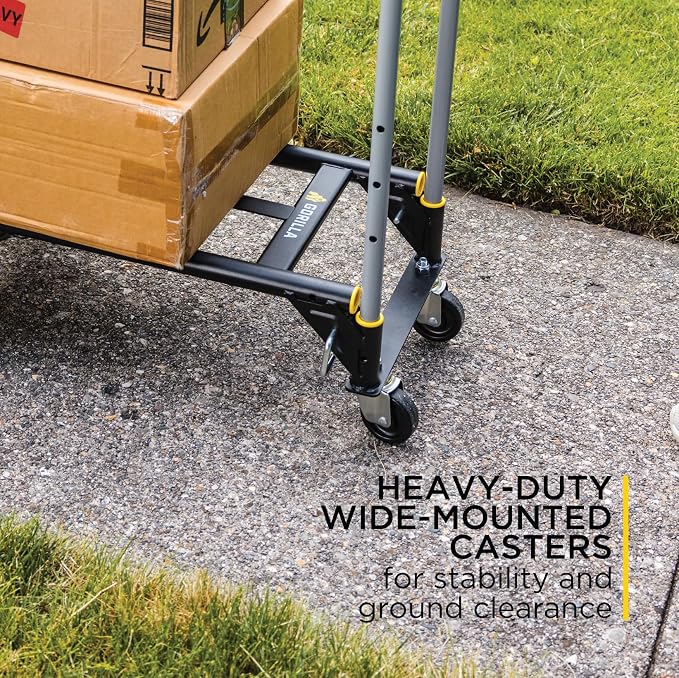 Gorilla 400 lbs. Convertible Steel Hand Truck, Simple Flatbed Conversion; Wide Grip Telescoping Handle, Flat-Free Tires